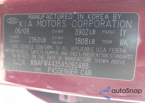 2010 Kia Forte Sx из США, поврежденный, VIN KNAFW4A35A5092488